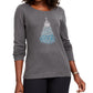 Karen Scott Women's Cotton Holiday-Print T-Shirt Charcoal Size Medium