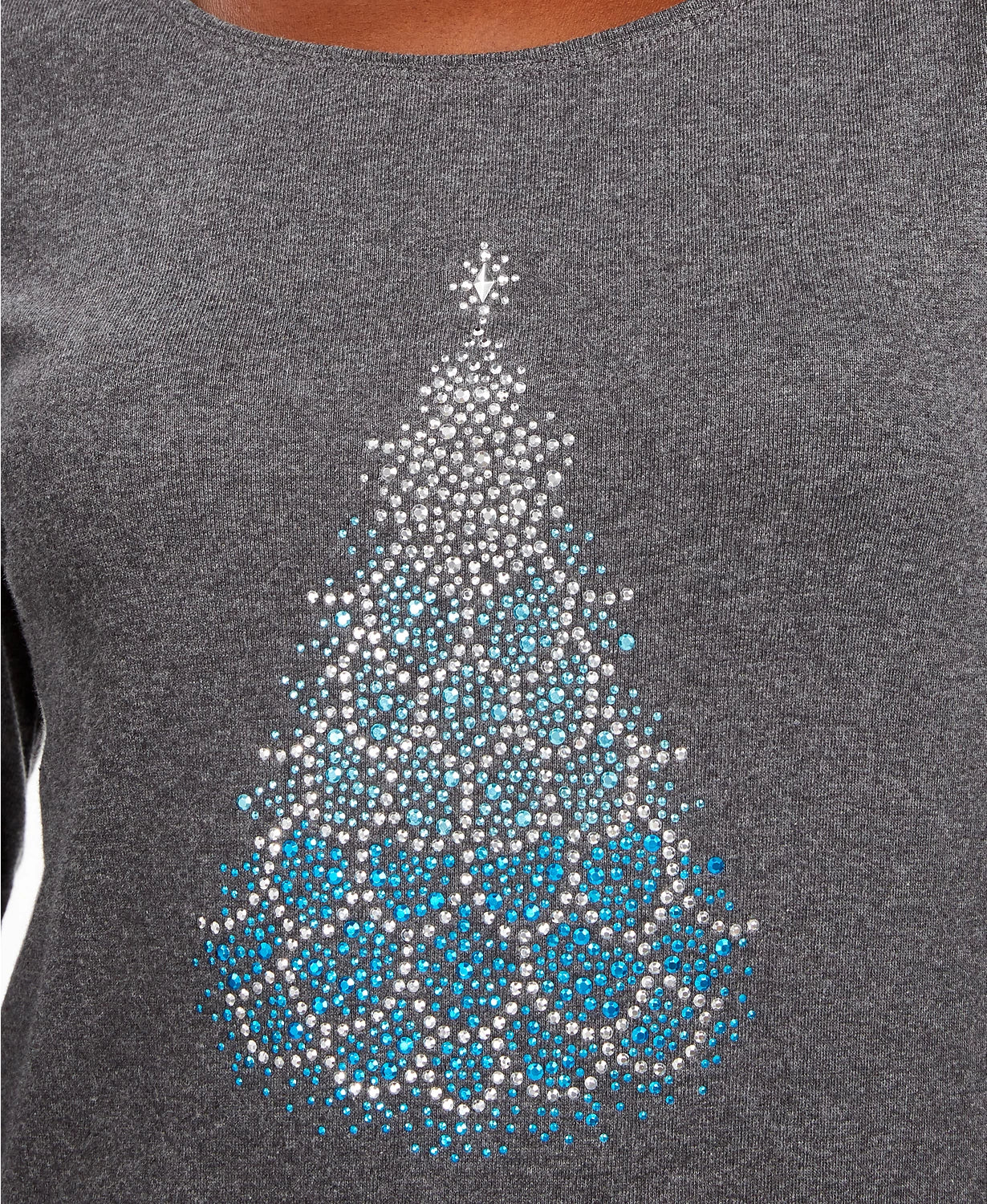 Karen Scott Women's Cotton Holiday-Print T-Shirt Charcoal Size Medium