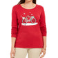 Karen Scott Women's Snow Bike Cotton Top Bright Red Size Medium
