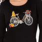 Karen Scott Women's Embellished Cotton Bicycle Top Black Size Large