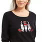 Karen Scott Women's Cotton Festive Catwalk Top Black Size Large