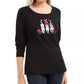 Karen Scott Women's Cotton Festive Catwalk Top Black Size X-Large