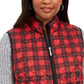 Karen Scott Women's Sport Plaid Puffer Vest Bright Red Size Small