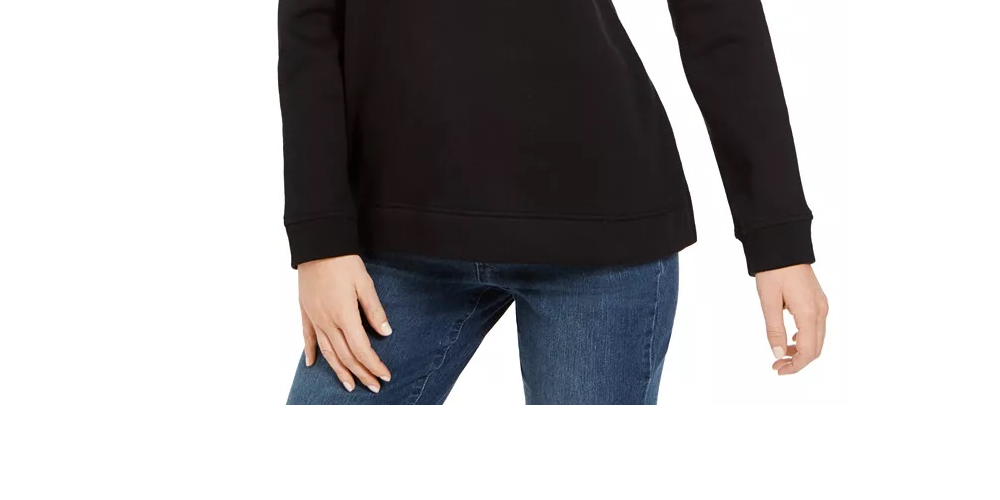Karen Scott Women's Embellished Sweatshirt Black Size Petite Small