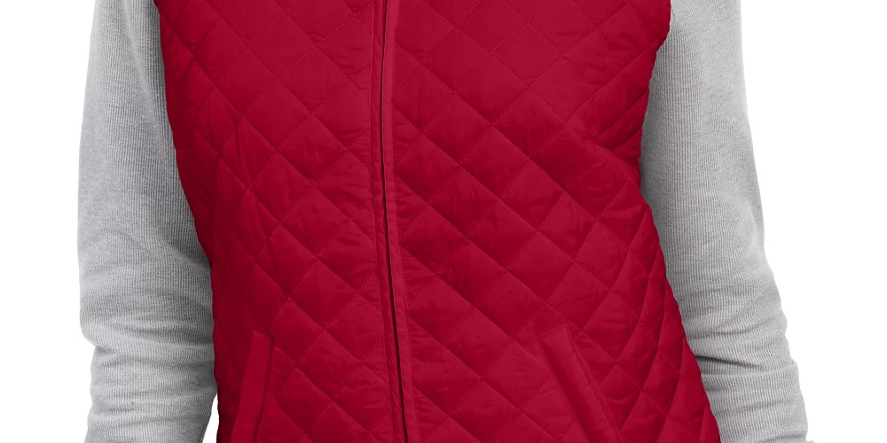 Karen Scott Women's Quilted Puffer Vest Bright Red Size Petite Small