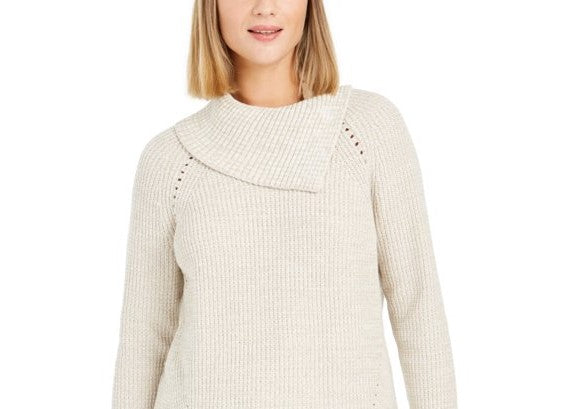 Style & Co Women's Pointelle-Knit Sweater Beige Size Medium