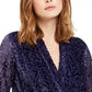 Alfani Women's Printed Burnout Surplice Top Purple Size Small