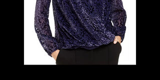 Alfani Women's Printed Burnout Surplice Top Purple Size Small