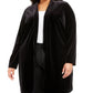 Alfani Women's Plus Size Open-Front Long Velvet Jacket Black Size 2X