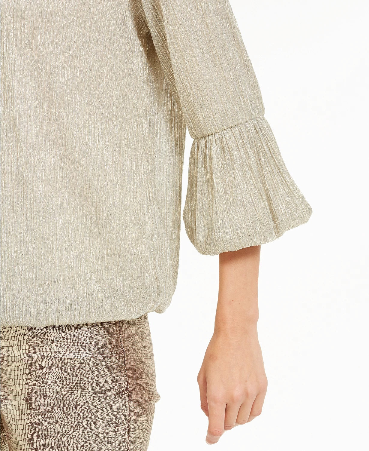 Alfani Women's Metallic Bubble Top Gold Size Petite Small