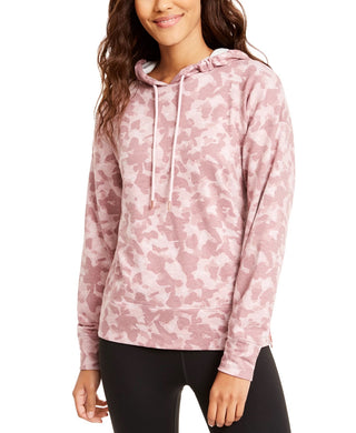 Ideology Women's Zip-Hem Shimmer Hoodie Pink Size Extra Small
