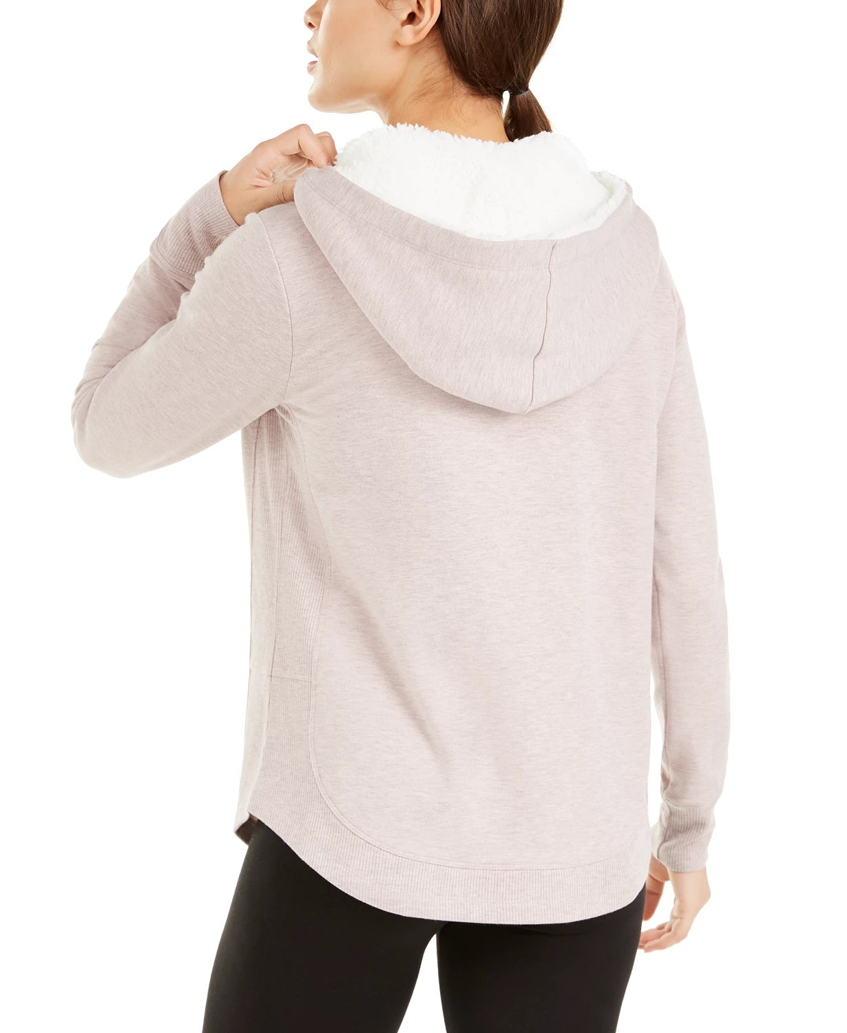 Ideology Women's Sherpa Round-Hem Hoodie Pink Size XX Large