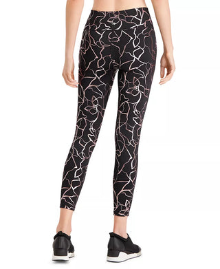 Ideology Women's Printed Luster Leggings Black Size XX Large