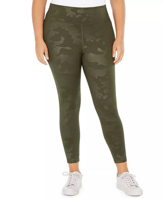 Ideology Women's Cool Camo Leggings Green Size 1X