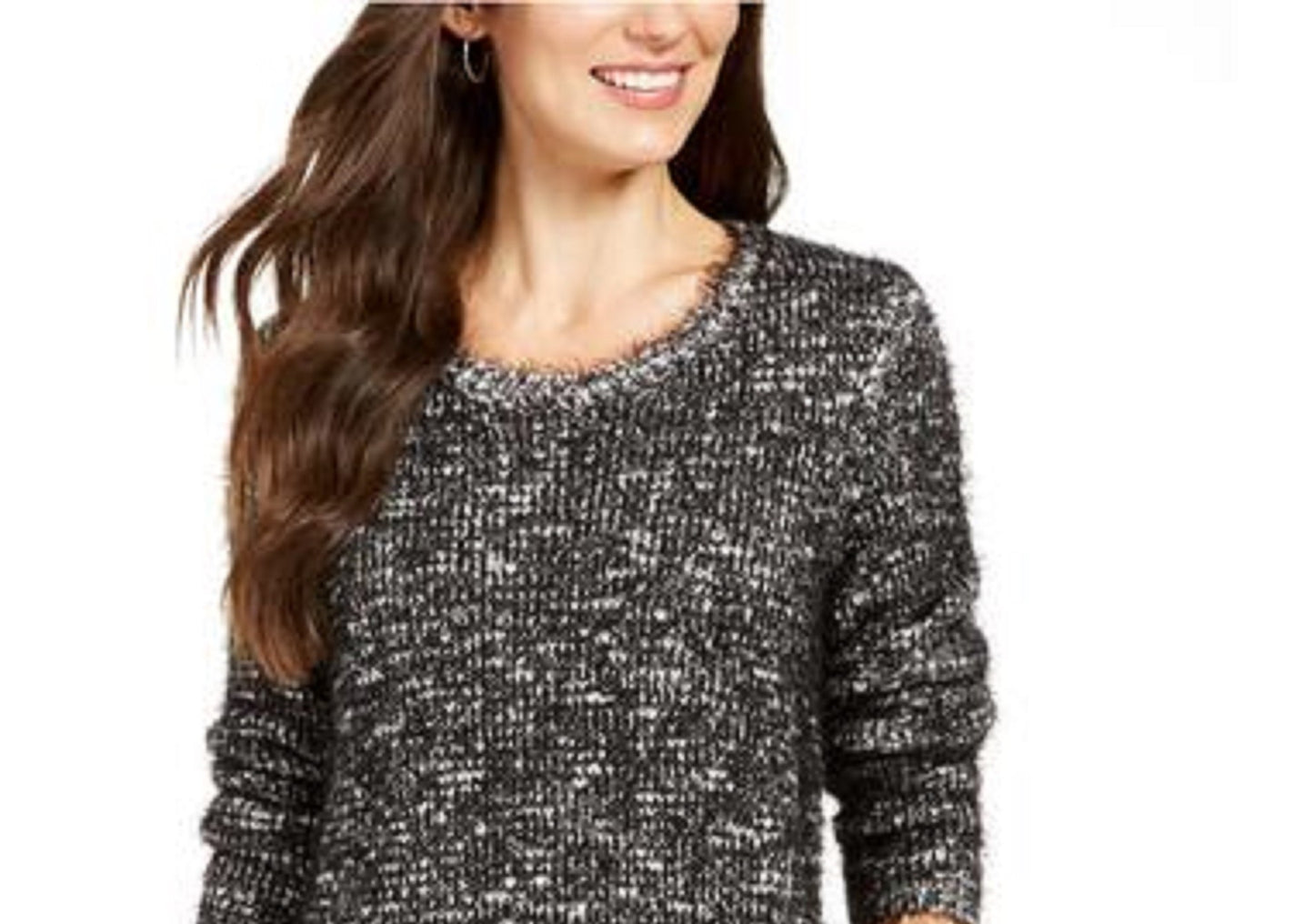 Style & Co Women's Textured Eyelash Sweater Black Size Extra Large
