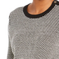 Charter Club Women's Textured Contrast-Trim Sweater Black Size X-Small
