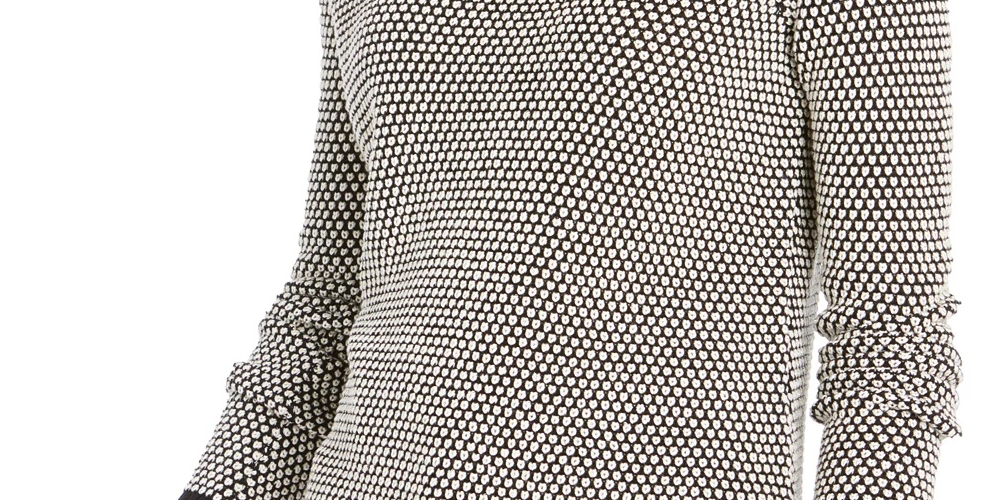 Charter Club Women's Textured Knit Sweater Black Size Petite Medium