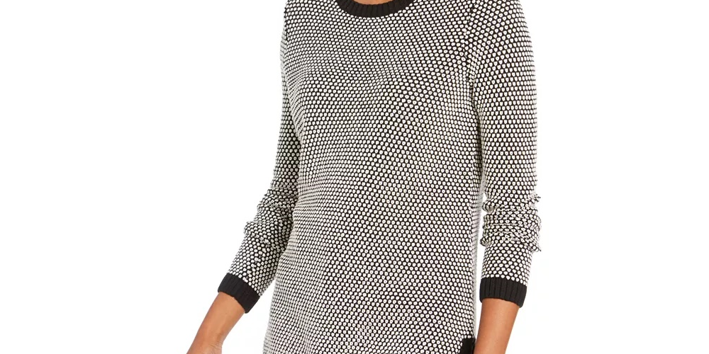 Charter Club Women's Textured Knit Sweater Dark Gray Size Petite Small