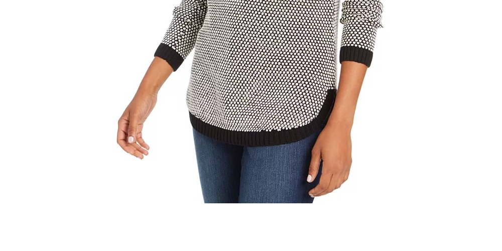 Charter Club Women's Textured Knit Sweater Dark Gray Size Petite Small