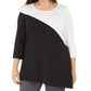 Alfani Women's Plus Size Colorblock Tunic Black Size 1X