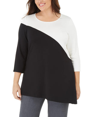 Alfani Women's Plus Size Colorblock Tunic Black Size 1X