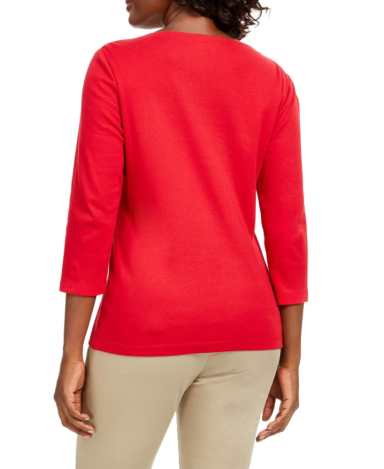 Karen Scott Women's Studded Seashell Top Red Size Small