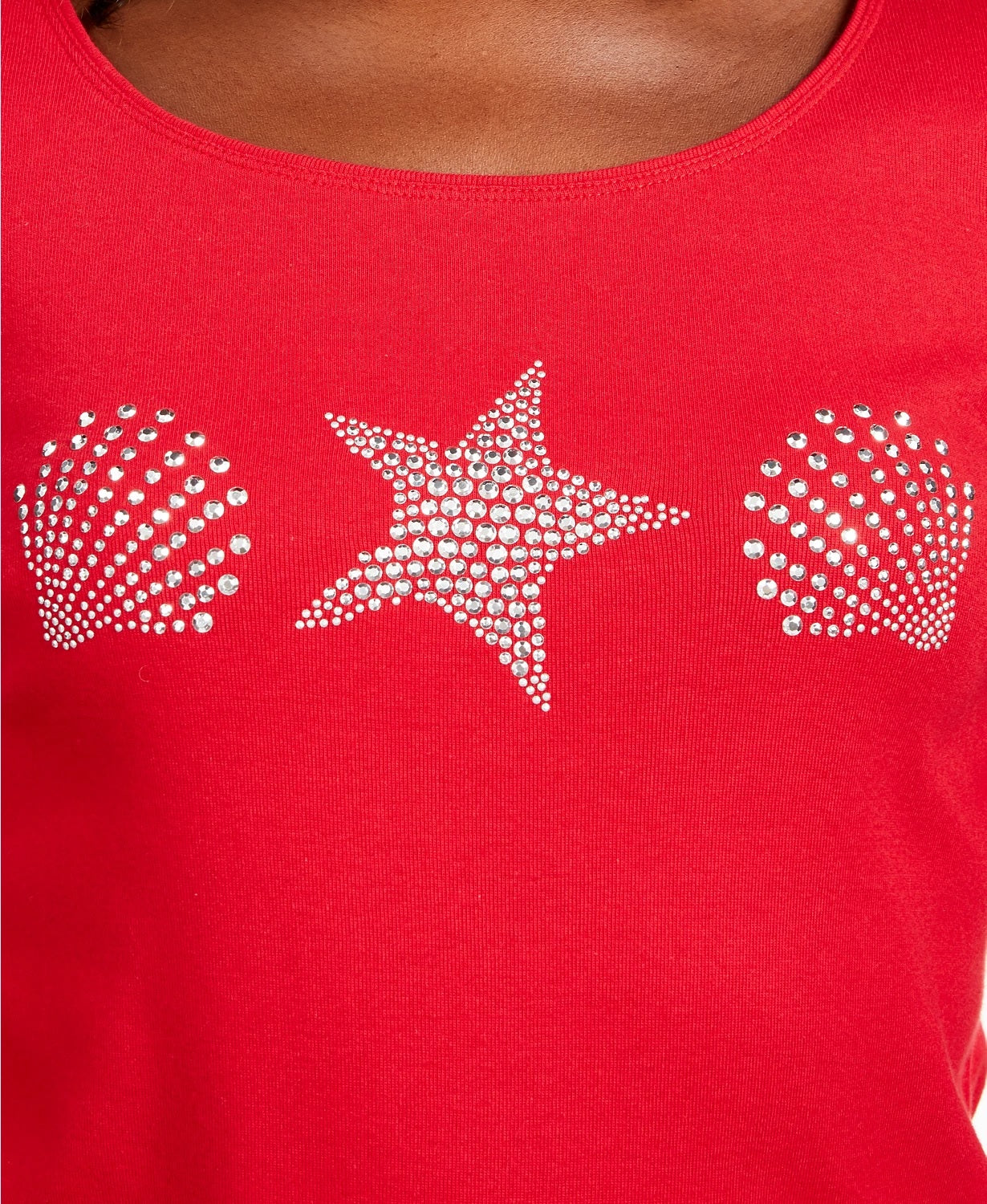 Karen Scott Women's Studded Seashell Top Red Size Small