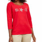 Karen Scott Women's Studded Seashell Top Red Size Small