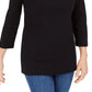Karen Scott Women's Grommet-Trim Cotton Top Black Size Extra Small