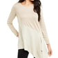 Alfani Women's Colorblocked Asymmetrical Sweater Med Beige Size PM