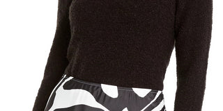 Alfani Women's Mock Neck Boucle Sweater Black Size Medium