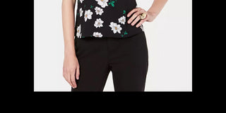 Bar III Women's Floral-Print Lace-Trim Camisole Black Size Small