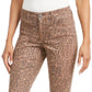 Style & Co Women's Curvy-Fit Skinny Printed Jeans Brown Size 8