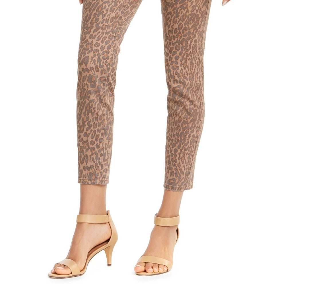 Style & Co Women's Curvy-Fit Skinny Printed Jeans Brown Size 8