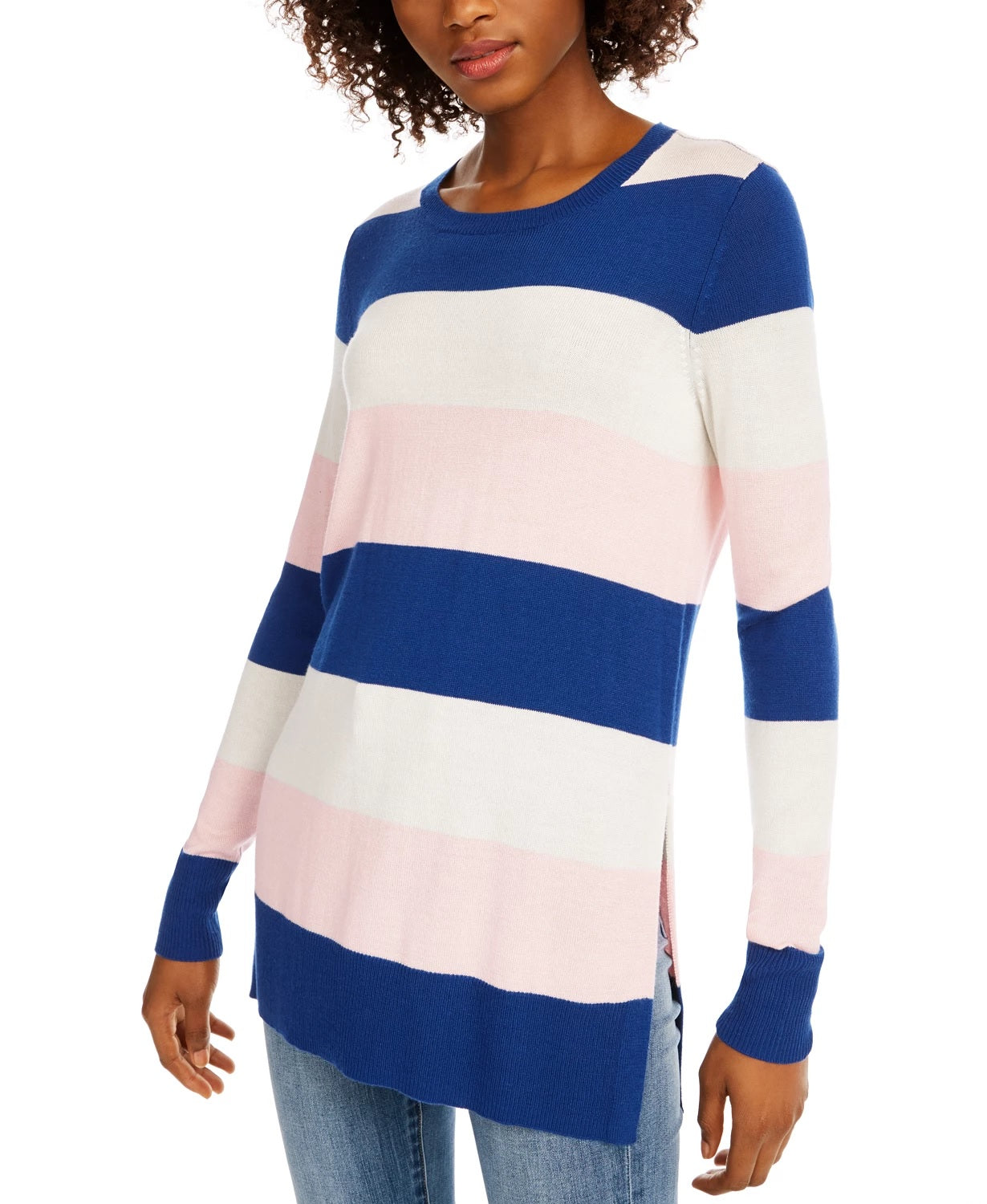 Maison Jules Women's Striped Sweater Blue Size X-Large
