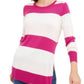 Maison Jules Women's Striped Sweater Dark Pink Size Medium