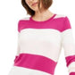 Maison Jules Women's Striped Sweater Dark Pink Size Medium