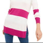 Maison Jules Women's Striped Sweater Dark Pink Size Medium