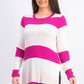 Maison Jules Women's Striped Sweater Dark Pink Size X-Large