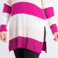 Maison Jules Women's Striped Sweater Dark Pink Size X-Large
