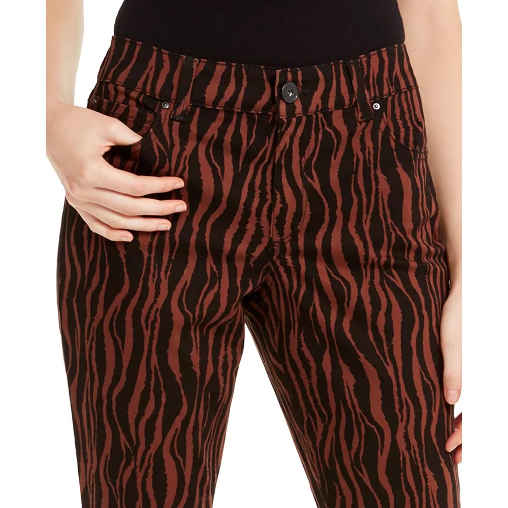 INC International Concepts Women's INCessentials Tiger-Print Skinny Jeans Brown Size 4