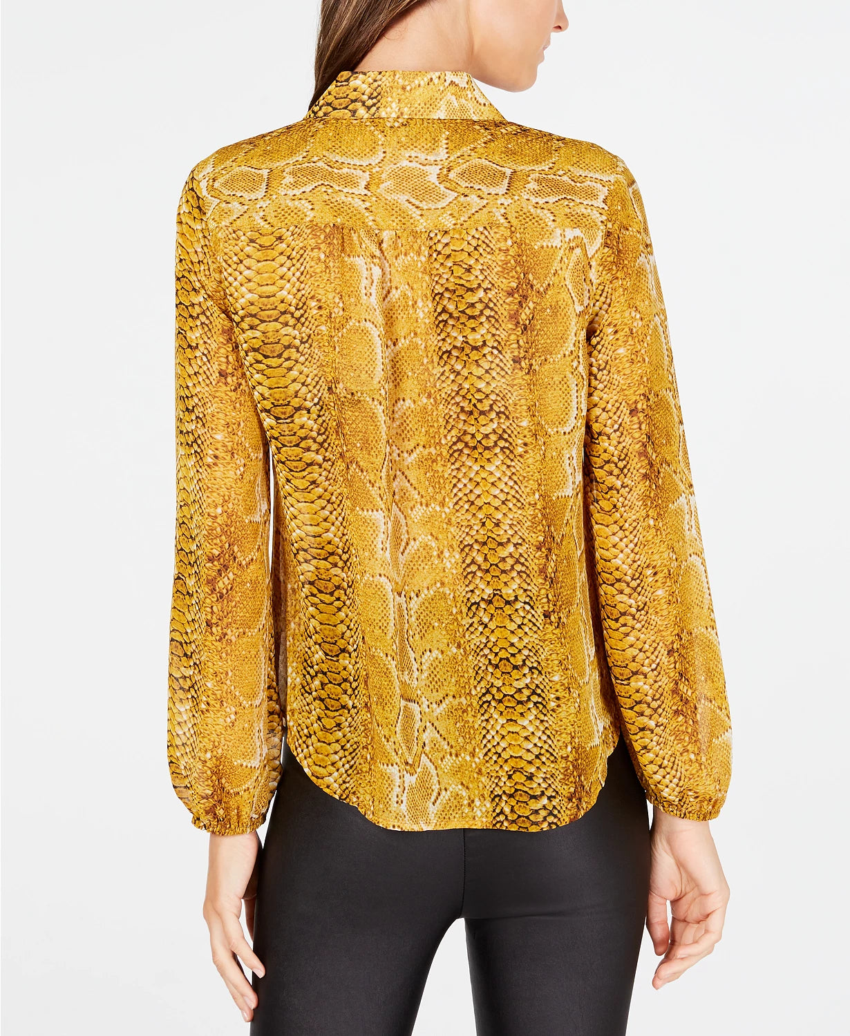 INC International Concepts Women's Snake-Embossed Shirt Gold Size Medium
