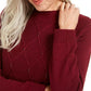 Karen Scott Women's Beaded Cable Mock Neck Sweater Bright Red Size Extra Small