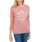 Karen Scott Women's Snowflake Applique Sweater Pink Size Medium