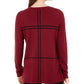 Alfani Women's Grid-Pattern Sweater Red Size X-Large