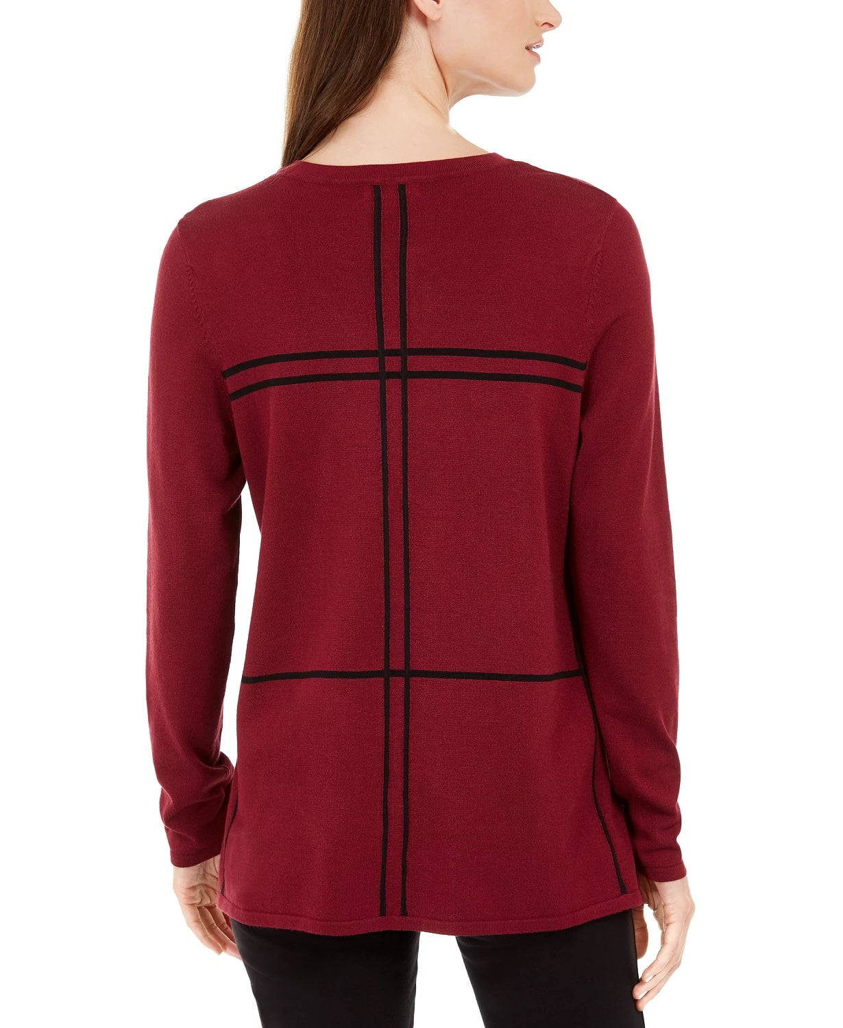 Alfani Women's Grid-Pattern Sweater Red Size X-Large