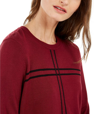 Alfani Women's Grid-Pattern Sweater Red Size X-Large