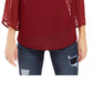 Style & Co Women's Mixed-Media Sheer-Sleeve Blouse Dark Red Size XX Large