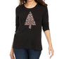 Style & Co Women's  Embellished Tree Sweatshirt Black Size Extra Small