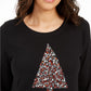 Style & Co Women's  Embellished Tree Sweatshirt Black Size Extra Small